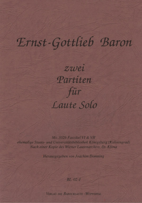 Ernst Gottlieb Baron - zwei Partiten für Laute solo