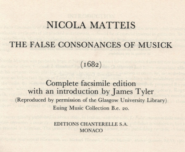 Nicola Matteis - The False Consonance of Musick 1682 – Bild 2