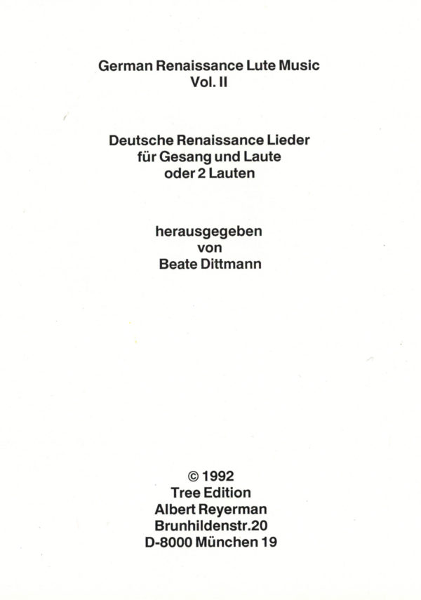 Deutsche Renaissance Lieder für Gesang und laute oder 2 Lauten – Bild 2