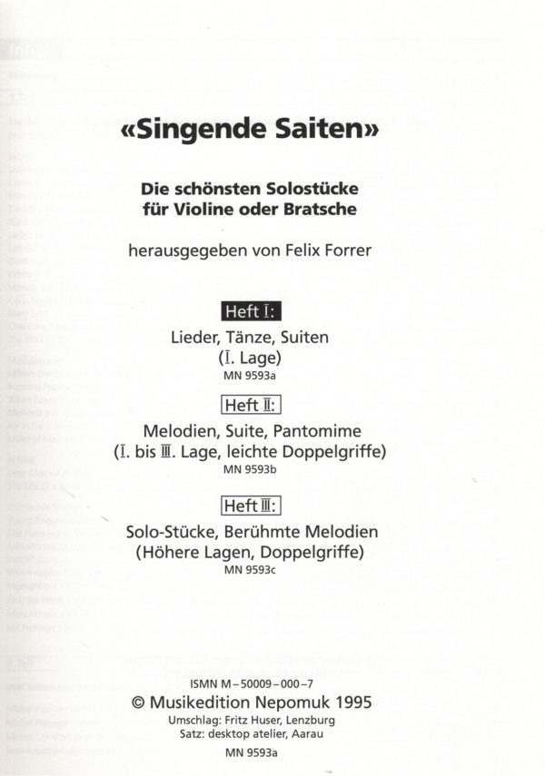 Singende Saiten - Die schönsten Solostücke für Violine oder Bratsche, Heft 1 – Bild 4