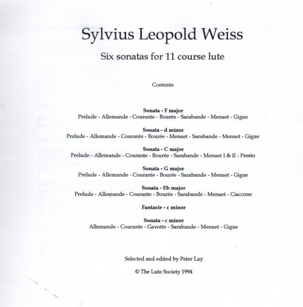Sylvius Leopold Weiss: Six Sonatas for 11-Course Lute