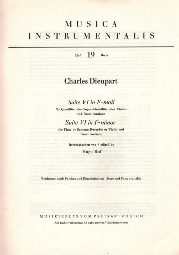 Charles Dieupart - Suite VI in F-moll pour un Violon & Flûte avec une Basse de Viole & Archilut - Madame la Comtesse de Sandwich – Bild 5
