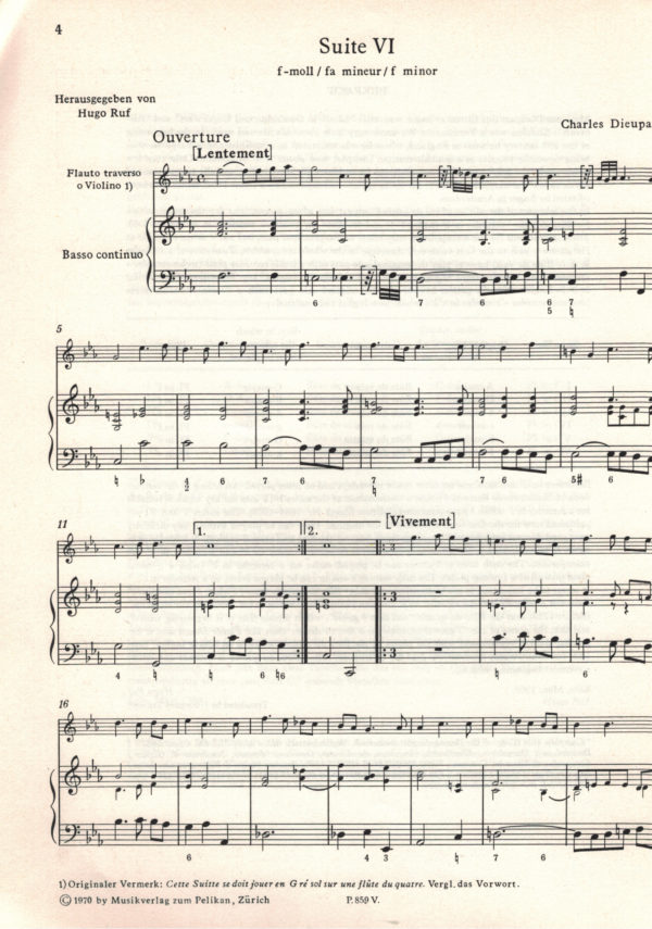 Charles Dieupart - Suite VI in F-moll pour un Violon & Flûte avec une Basse de Viole & Archilut - Madame la Comtesse de Sandwich – Bild 2