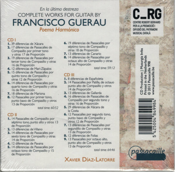 Francisco Guerau - Poema Harmónico, complete works for Guitar, 3 CDs – Bild 2