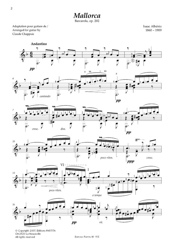 Isaac Albéniz MALLORCA-GRANADA-SEVILLA-CADIZ et de l’op. 47 pour guitare – Bild 2