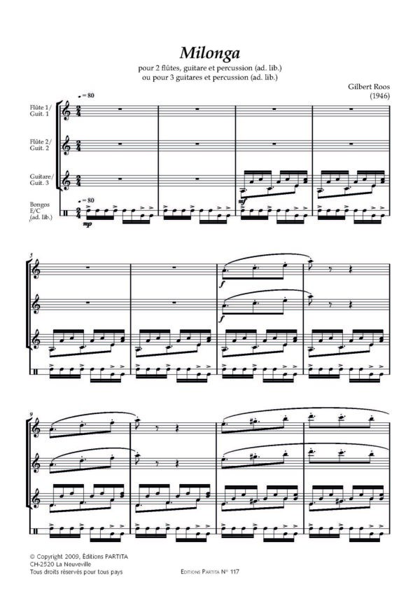 G. Roos MILONGA, TANGO & HABANERA p. 3 guitares. Milonga aussi 2 fl, guit et perc. – Bild 4