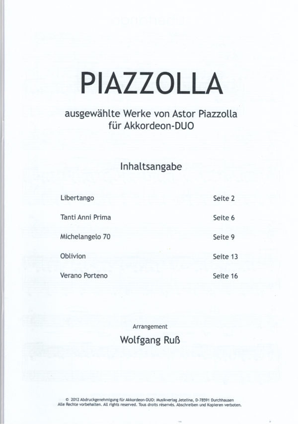 Wolfgang Russ - Piazzolla, Akkordeon Duo MII/MIII – Bild 4