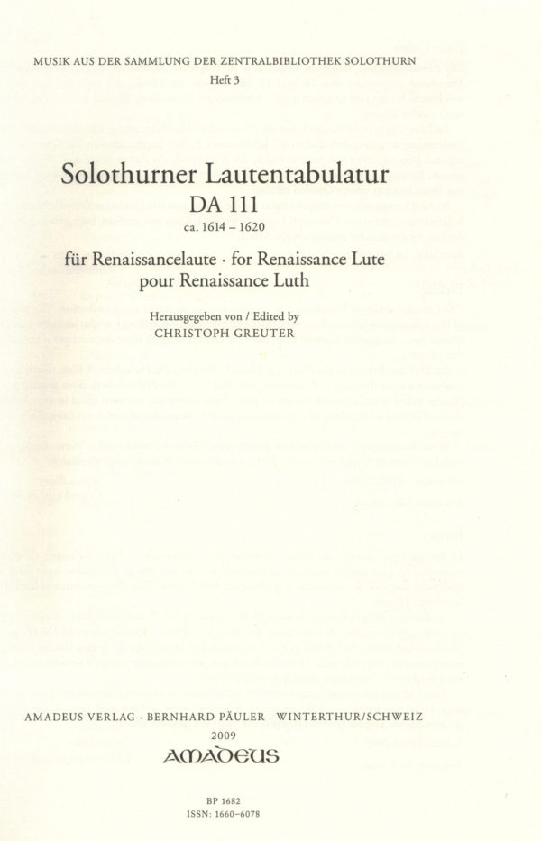 Christoph Greuter - Solothurner Lautentabulatur – Bild 2