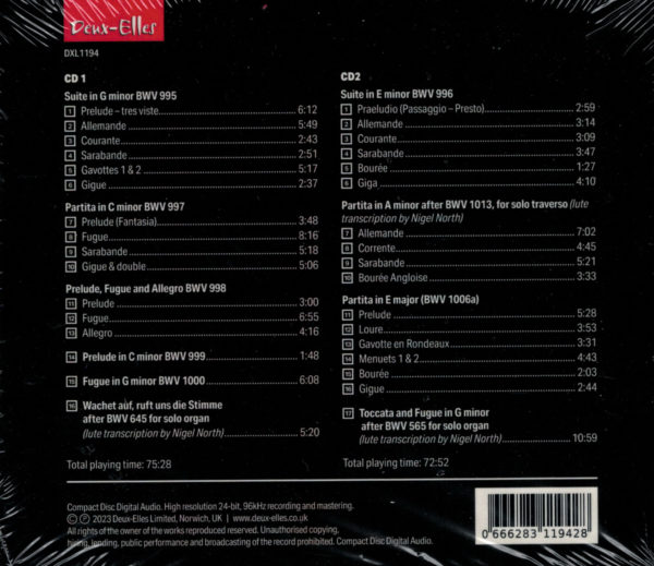 Nigel North, CD: J.S. Bach, complete lute works and other transcriptions – Bild 2