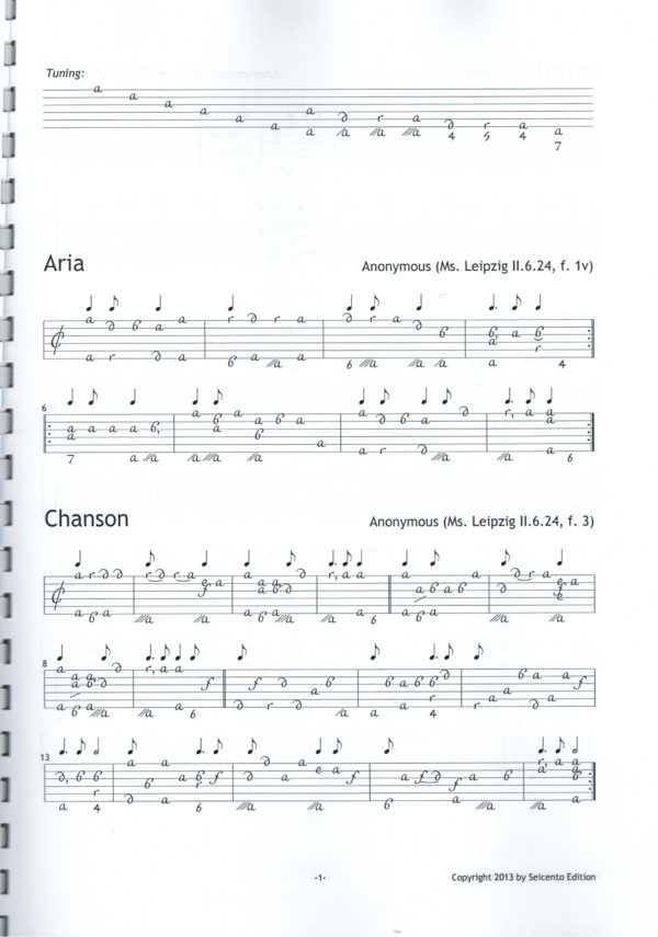 Easy Theorbo Music, Vol. 1, 52 easy to intermediate pieces, ed. in French Tablature – Bild 3