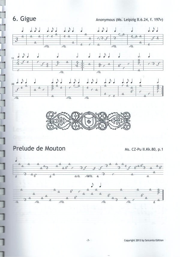 Easy Theorbo Music, Vol. 1, 52 easy to intermediate pieces, ed. in French Tablature – Bild 2