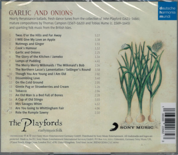 The Playfords, CD:  'Garlic & Onions', Playford, Hume, Campion, folk music from the British Isles – Bild 2