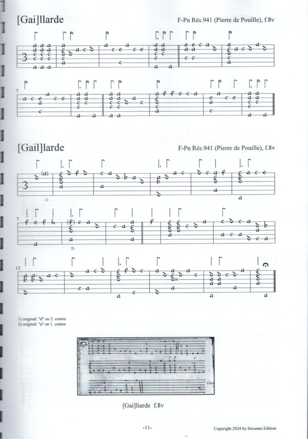 Tabulatura de Leuto - Pierre de Pouille Lutebook (1616), 36 lute pieces – Bild 2