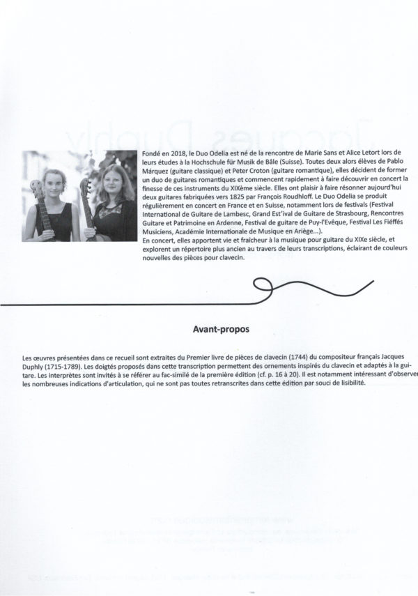 Jacques Duphly - transcriptions pour deux guitares / transcriptions for two guitars; Duo Odelia – Bild 5