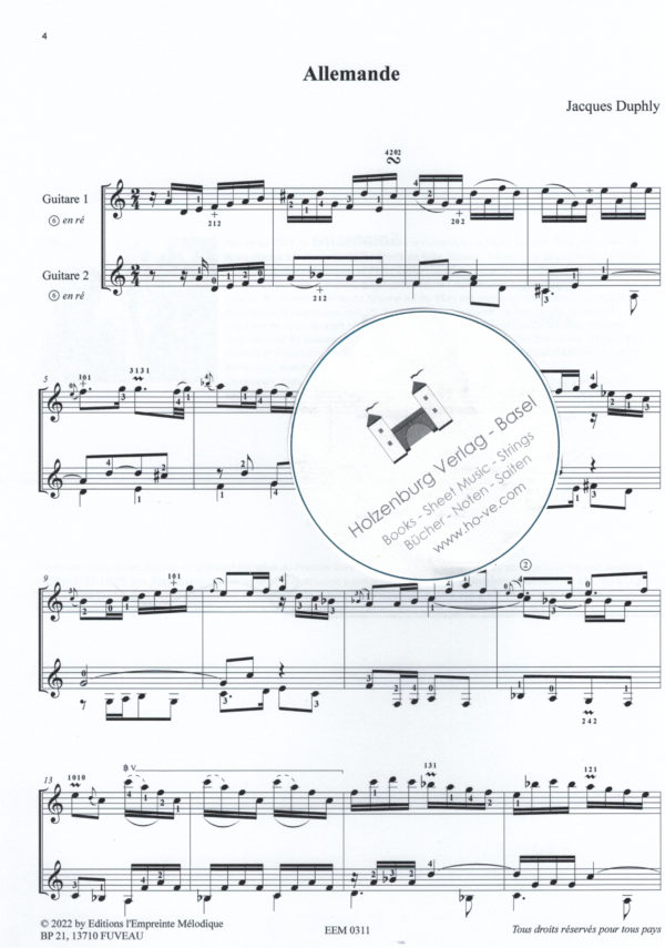 Jacques Duphly - transcriptions pour deux guitares / transcriptions for two guitars; Duo Odelia – Bild 3