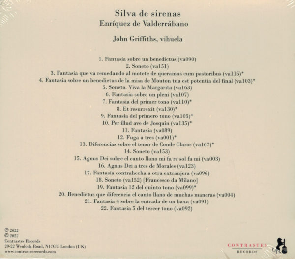 John Griffiths - Vihuela, CD:  'Silva de sirenas, Enríquez de Valderrábano' – Bild 2