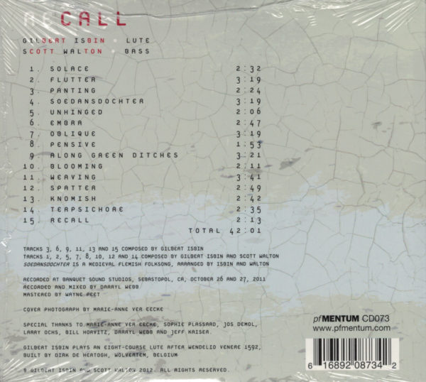 CD: 'RECALL' - Gilbert Isbin, Lute & Scott Walton, Bass – Bild 2