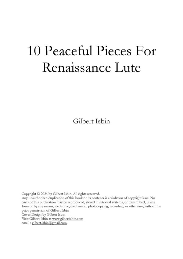 Gilbert Isbin - 10 Peaceful Pieces For Renaissance Lute – Bild 3