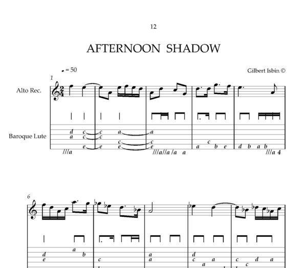 Gilbert Isbin - 'A DAY', Suite For Recorder And Baroque Lute – Bild 3