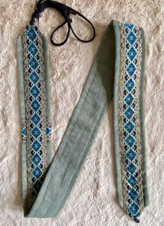 Arion Straps - for lutes, guitars / Instrumentengurt: 114 x 6.0 cm, pastel green / tourquise white romb on black