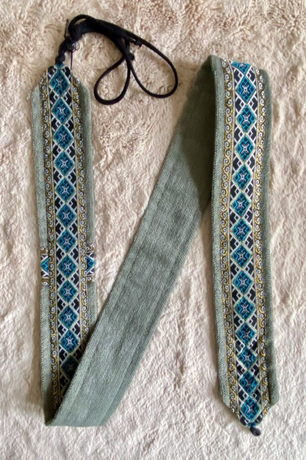 Arion Straps - for lutes, guitars / Instrumentengurt: 114 x 6.0 cm, pastel green / tourquise white romb on black