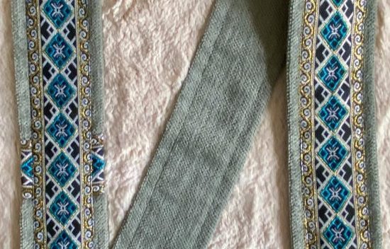 Arion Straps - for lutes, guitars / Instrumentengurt: 114 x 6.0 cm, pastel green / tourquise white romb on black