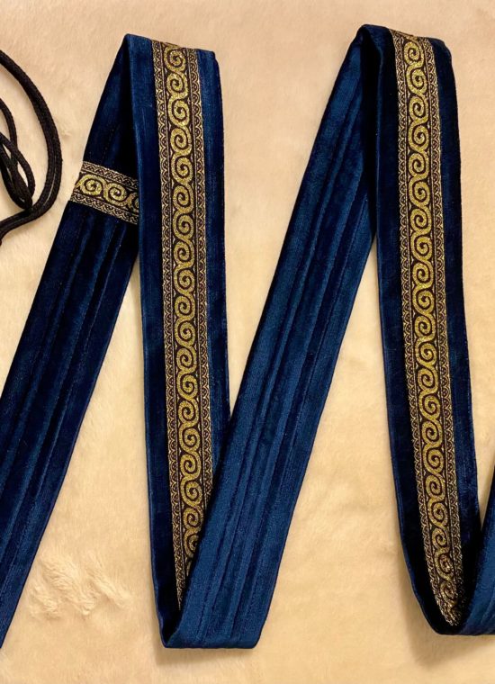 Arion Straps - for lutes, guitars / Instrumentengurt: 212-5,0-33 - dark blue / thin gold spirale on black
