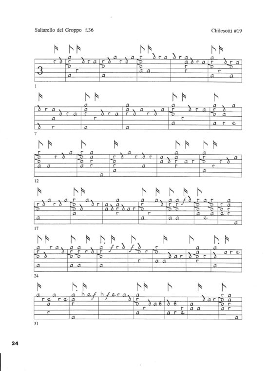 Oscar Chilesotti’s Da un Codice Lauten-Buch in Lute Tablature