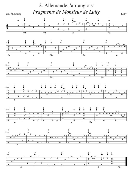 Terpsichore et Pan, French Orchestral ballet music, arranged for 11-course baroque lute