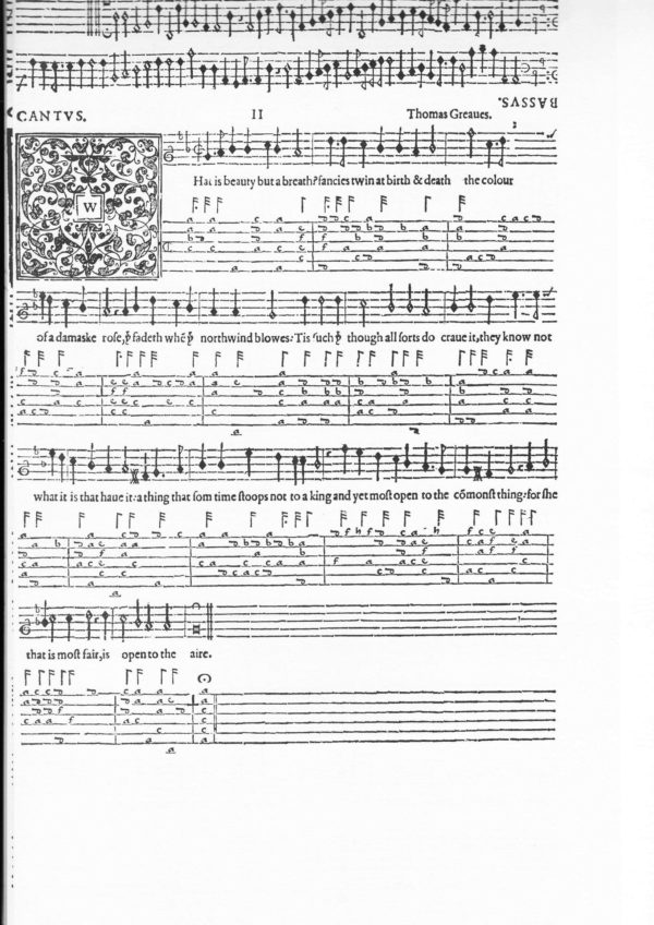 The Lute Society Facsimiles: Thomas Greaves, Songes of Sundrie Kindes (1604)