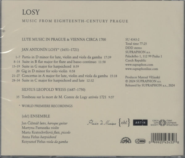 CD: Jan Čižmář, Ensemble Martina Pastuszka - LOSY; Lute Music in Prague & Vienna ca 1700, Losy, Weiss – Bild 2