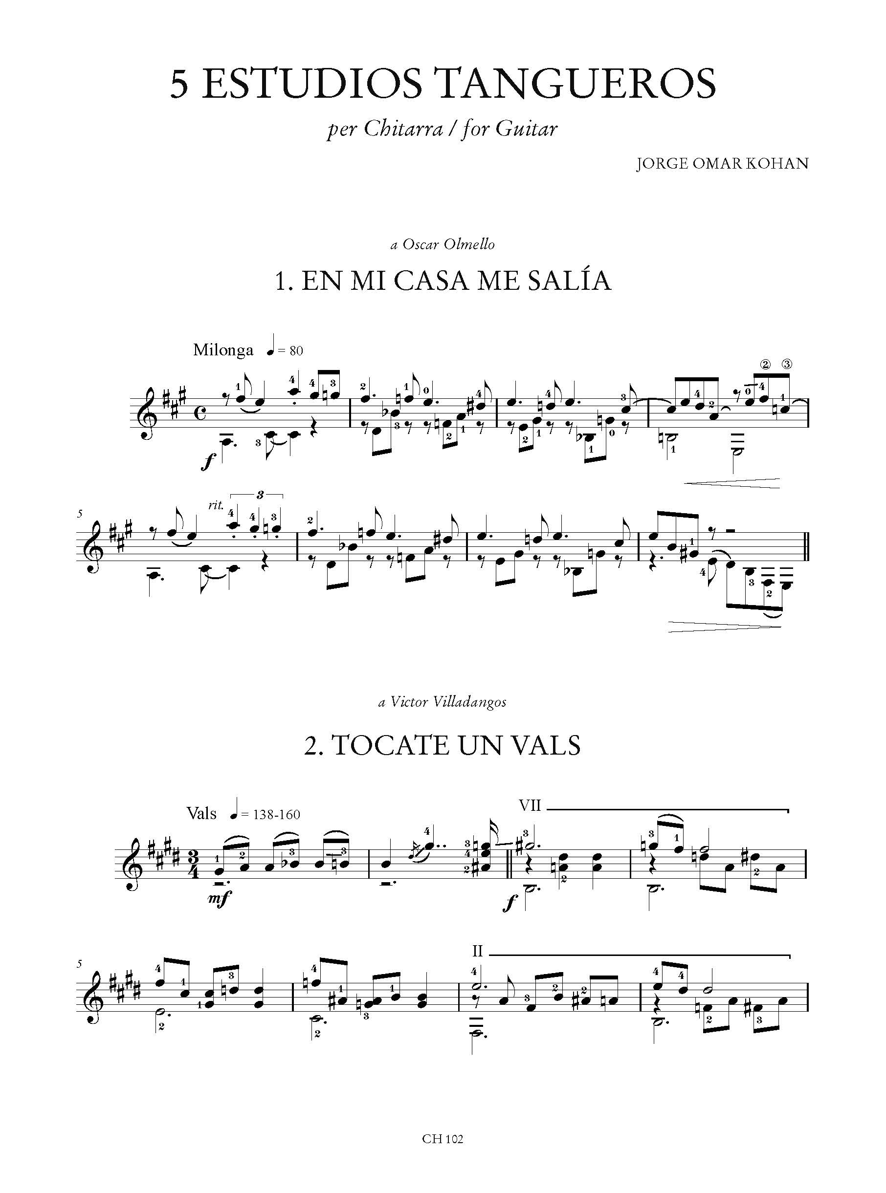 Jorge Omar Kohan - 5 Estudios Tangueros per Chitarra (2006) – Bild 5