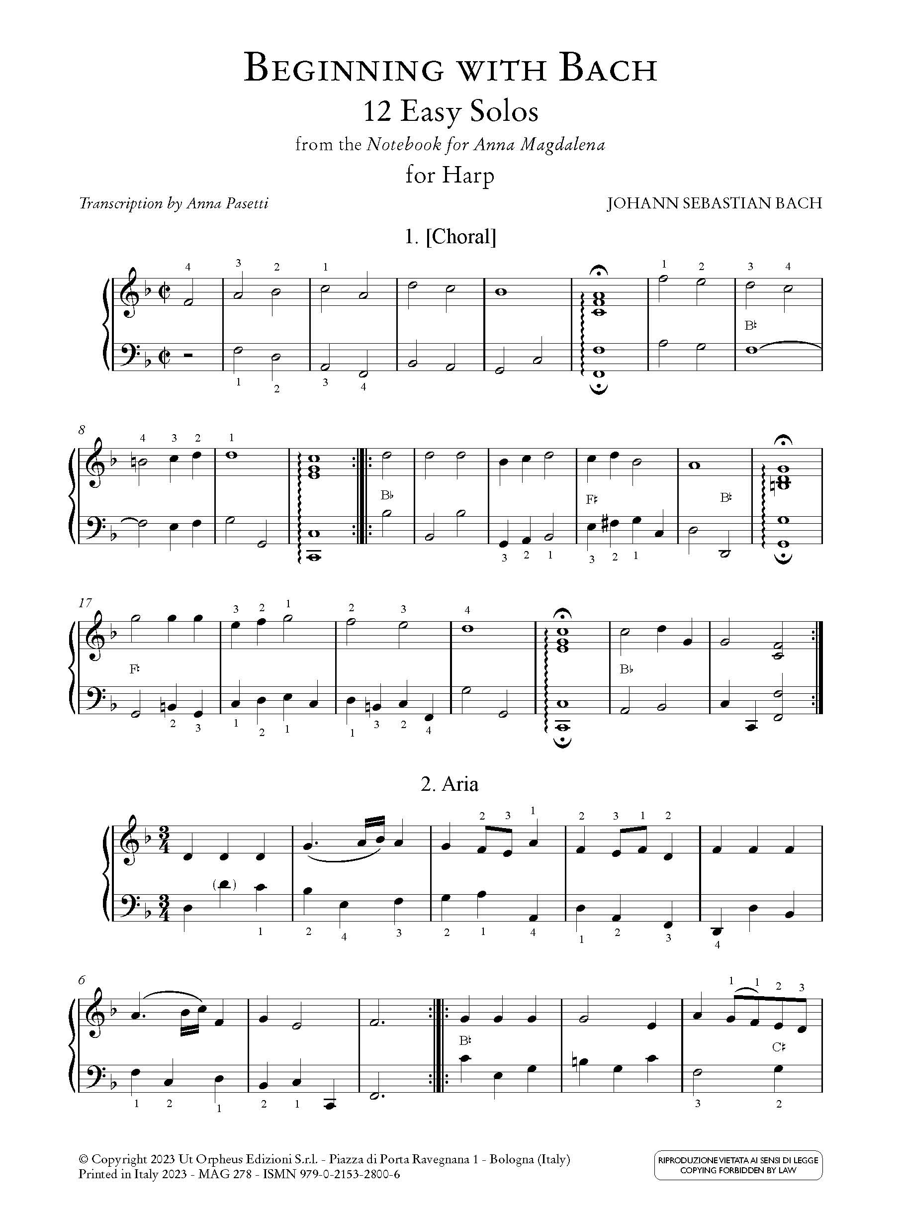 J.S. Bach - Beginning with Bach. 12 Pezzi facili dal “Quaderno di Anna Magdalena” per Arpa – Bild 4