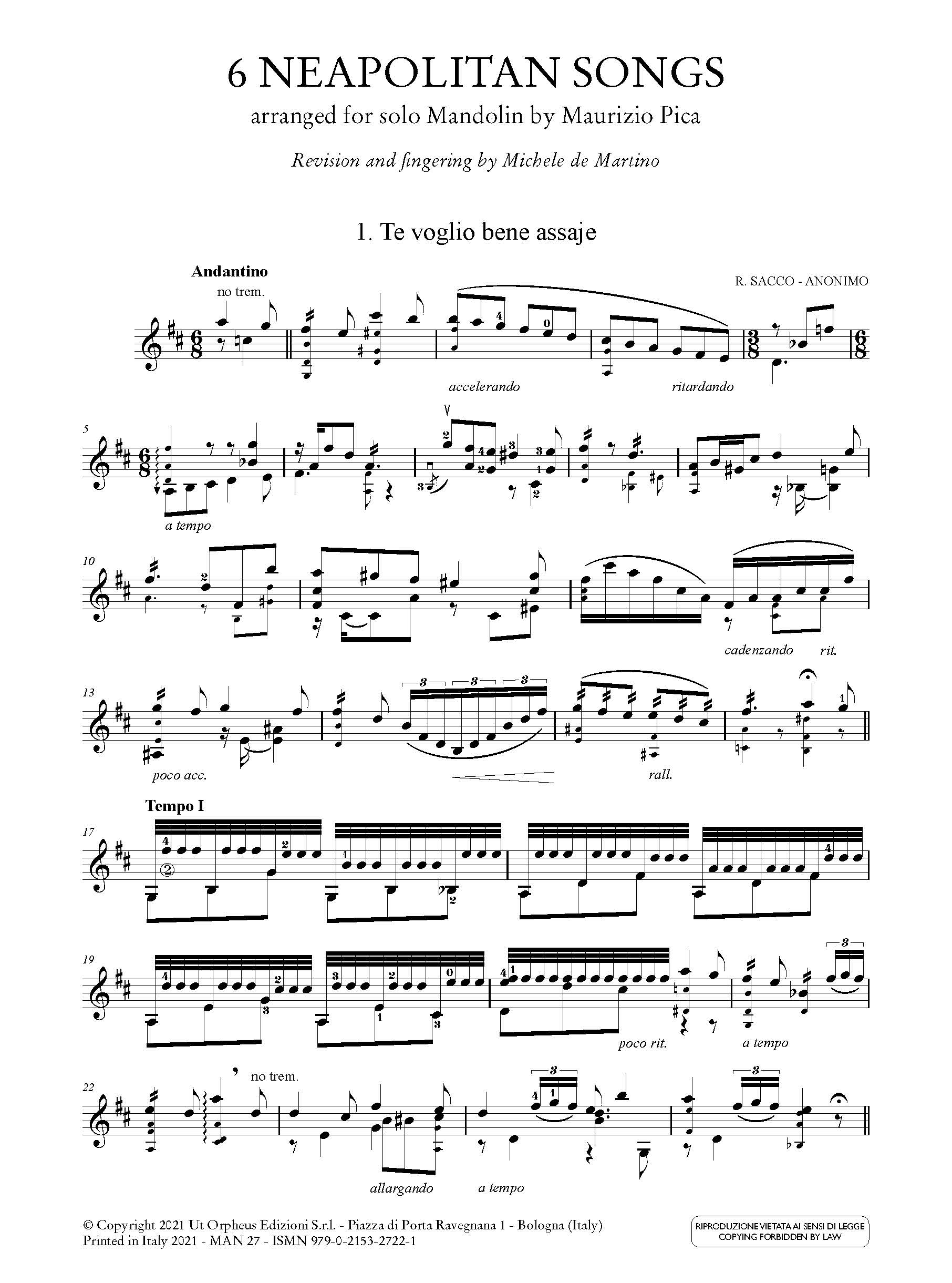 6 Canzoni Napoletane arrangiate per Mandolino solo da Maurizio Pica – Bild 5