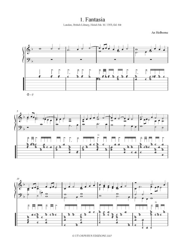 Anthony Holborne  Fantasie e Danze per Liuto - Vol. I: Nn. 1-15 – Bild 2