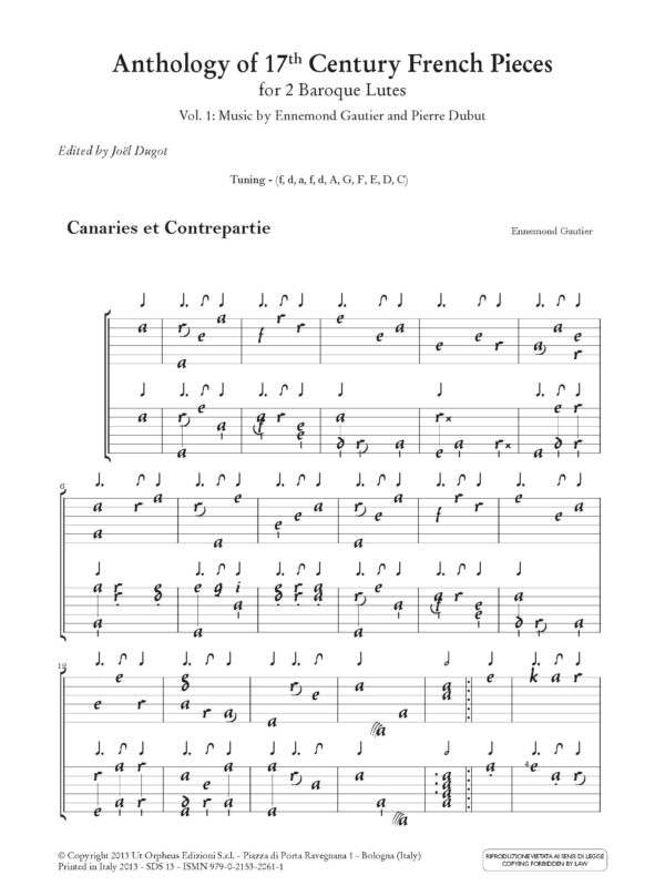 Antologia di pezzi francesi del sec. XVII per 2 Liuti Barocchi - Vol. 1 – Bild 2