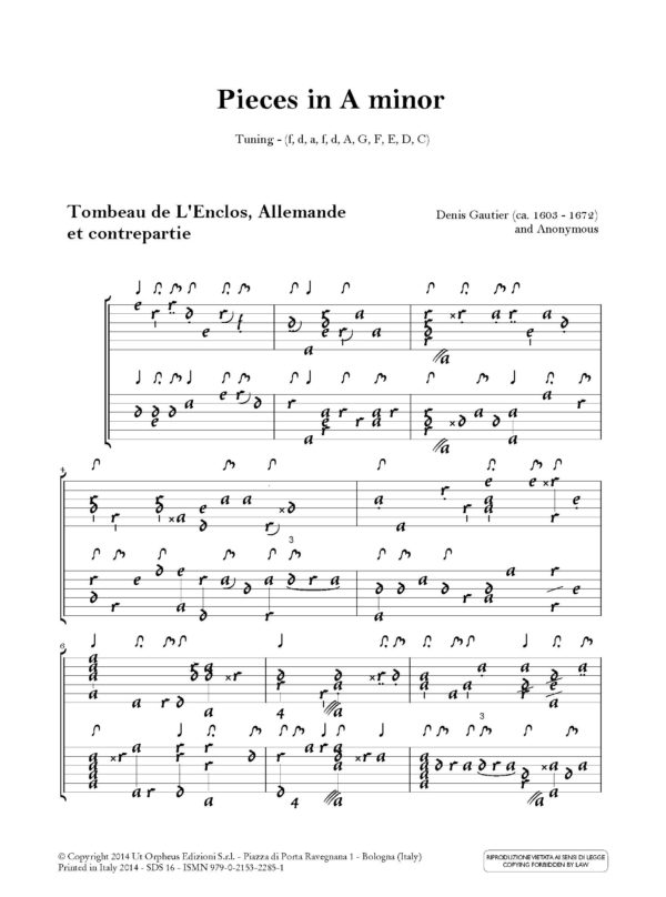 Antologia di pezzi francesi del sec. XVII per 2 Liuti Barocchi - Vol. 3 – Bild 2