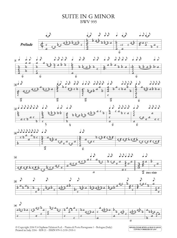 Johann Sebastian Bach - Opere complete per Liuto (BWV 995-1000, 1006a) trascritte per Arciliuto – Bild 2