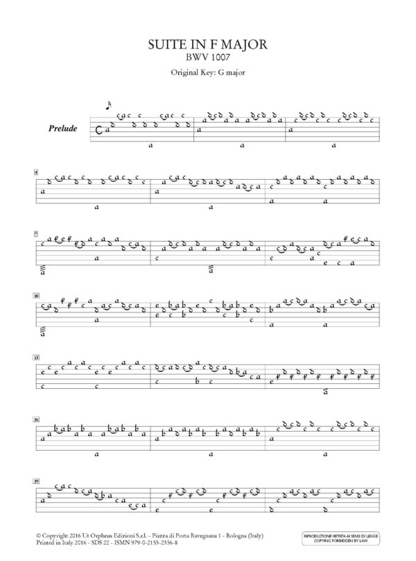 Johann Sebastian Bach - Suites per Violoncello (BWV 1007-1012) trascritte per Arciliuto (intavolatura e notazione moderna) – Bild 3