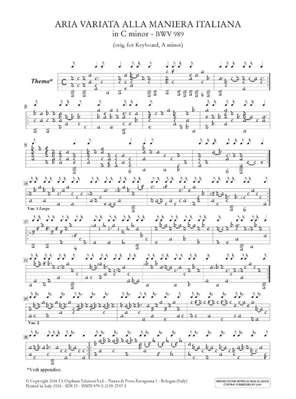 Johann Sebastian Bach - Opere scelte trascritte per Liuto: lo stile italiano (BWV 989-1021-1023-1033-1034-1035) per Arciliuto – Bild 2