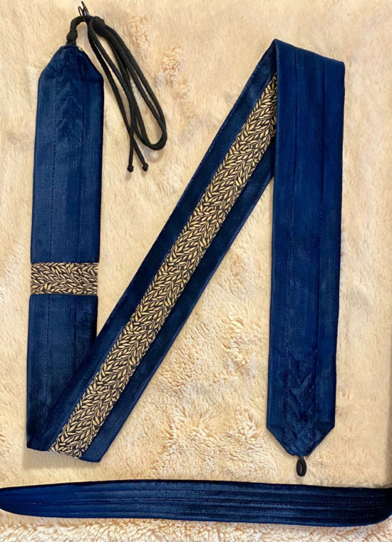 Arion Straps - SET: STRAP & TAIL 107 x 5,6 cm, dark blue / gold leafs on black