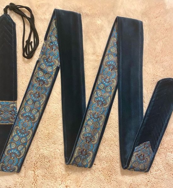 Arion Straps - for lutes, guitars / Instrumentengurt: 208-5,5-70 dark petrol blue / SE tourquise old gold brown