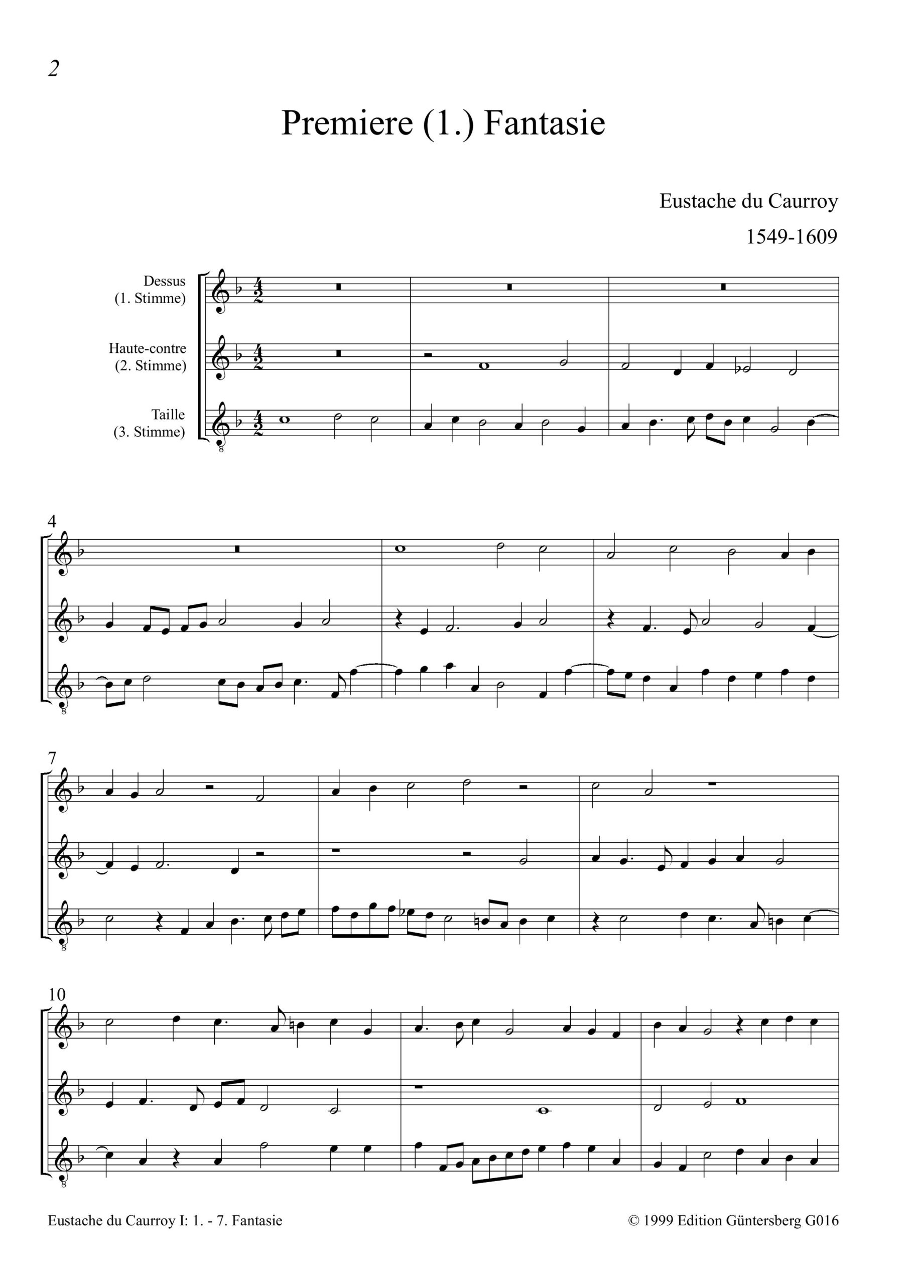 Eustache Du Caurroy (1549-1609) Gesamtausgabe der 42 Fantasien für 3- bis 6-stimmiges Consort, Paris 1610 - Besprechungen / Reviews – Bild 2