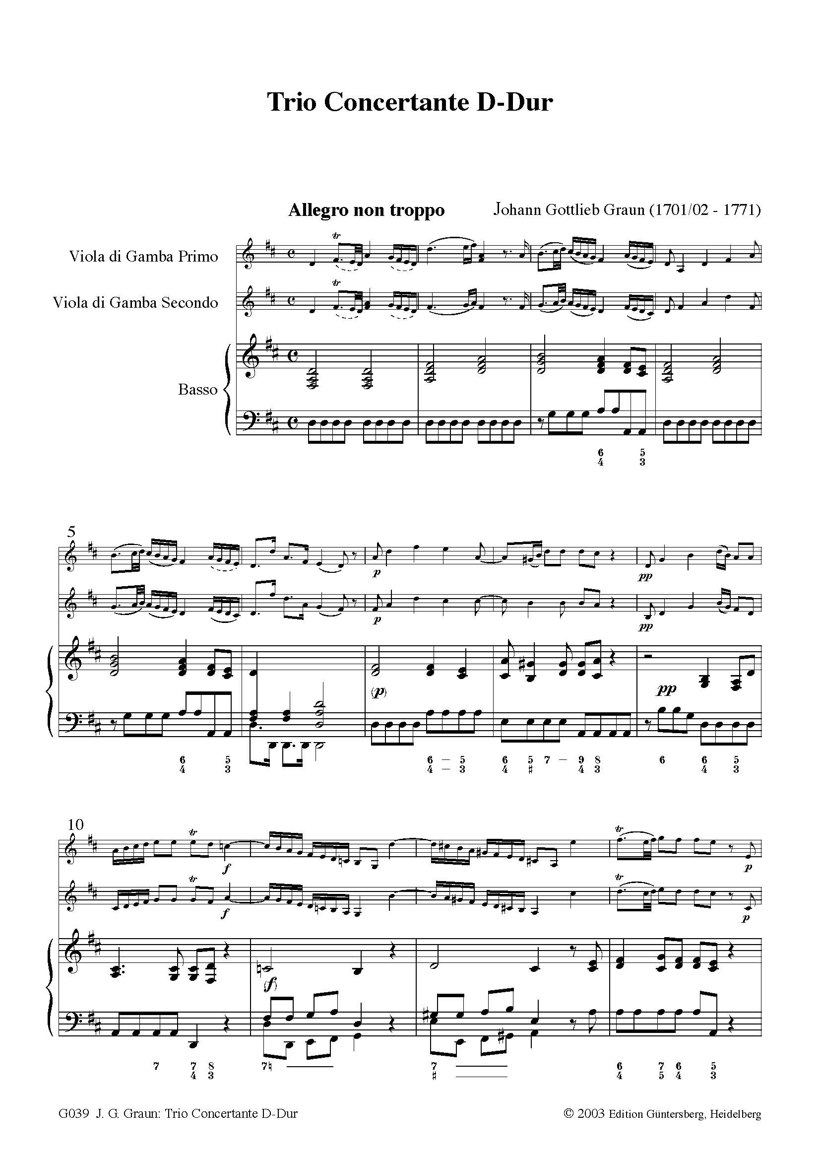 Graun, Johann Gottlieb (1701/02- 1771) - Trio Concertante D-Dur – Bild 3