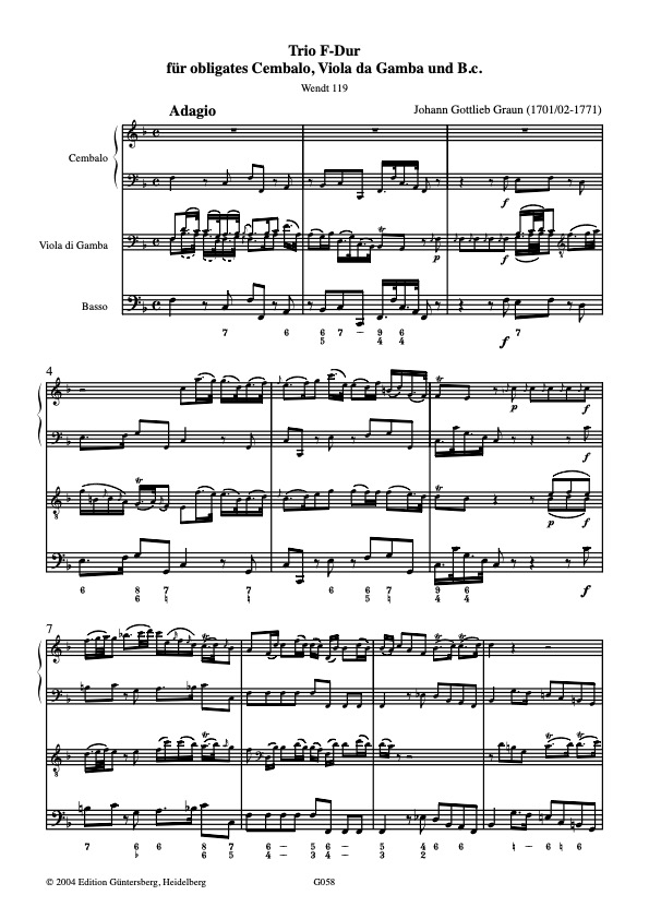 Graun, Johann Gottlieb (1701/02-1771) - Trio F-Dur, Wendt 119 – Bild 2