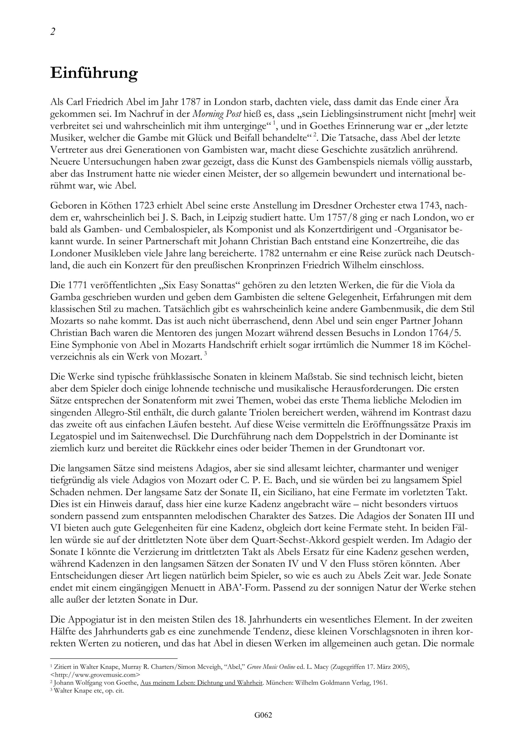 Carl Friedrich Abel (1732-1787) Six
Easy Sonattas - für Viola da Gamba und Basso continuo oder andere Instrumente