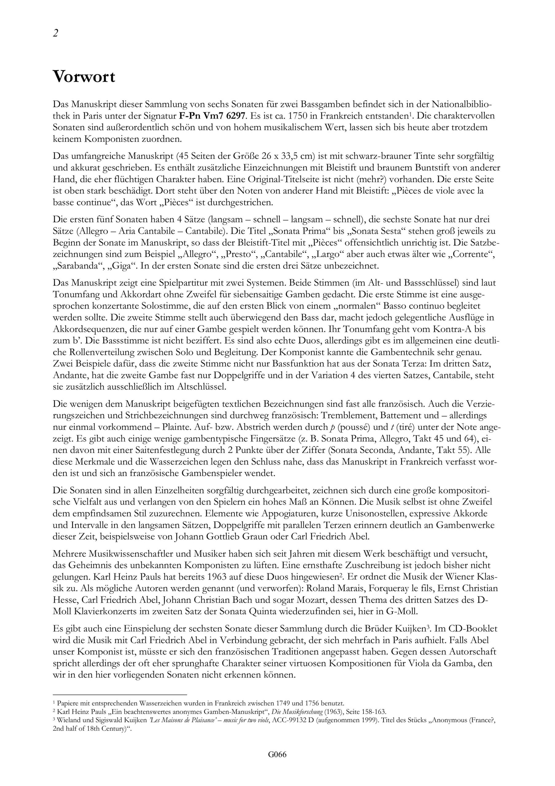 Anonym, Frankreich um 1750 Pariser Gambenduos - Sechs frühklassische Sonaten eines unbekannten Komponisten für zwei
Bassgamben - Sammlung Vm7 6297 der Nationalbibliothek in Paris – Bild 9
