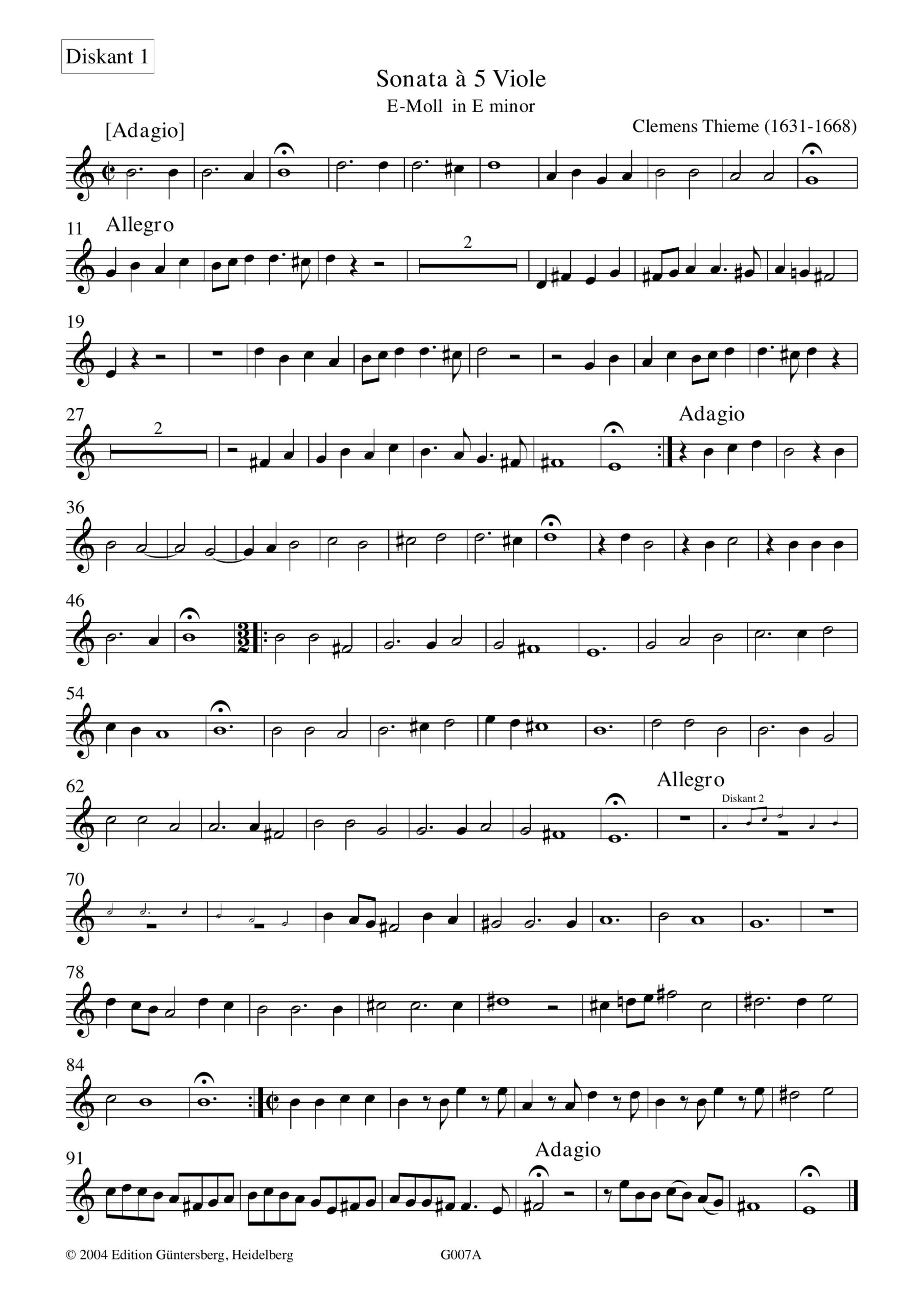 Clemens Thieme (1631-1668) Sonata à 5
Viole - 2 fünfstimmige Sonaten – Bild 4