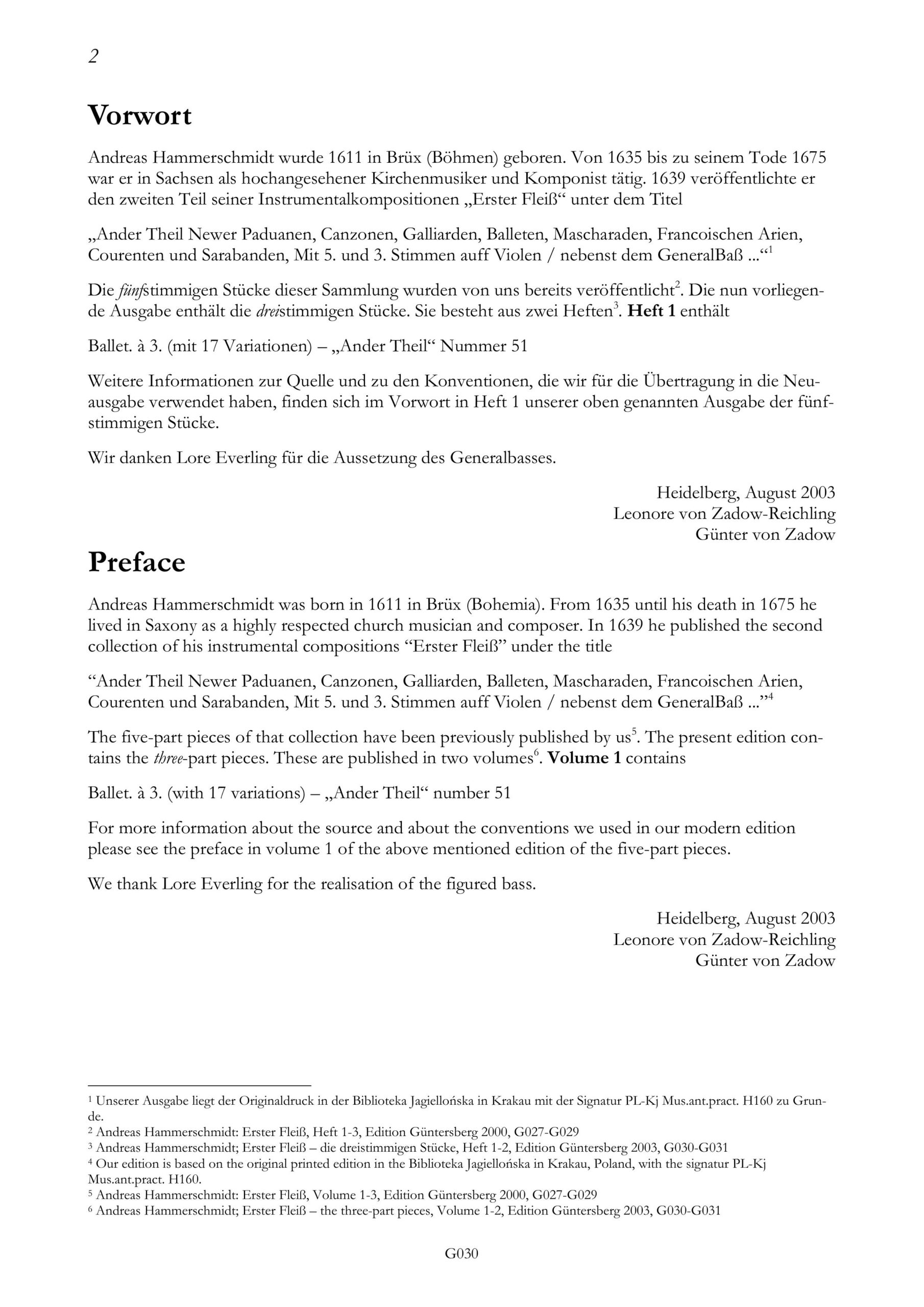 Andreas Hammerschmidt (1611-1675) Erster Fleiß, dreistimmige Stücke - für 2 Diskantgamben oder Violinen und Basso continuo aus Ander Theil
(1639) – Bild 2
