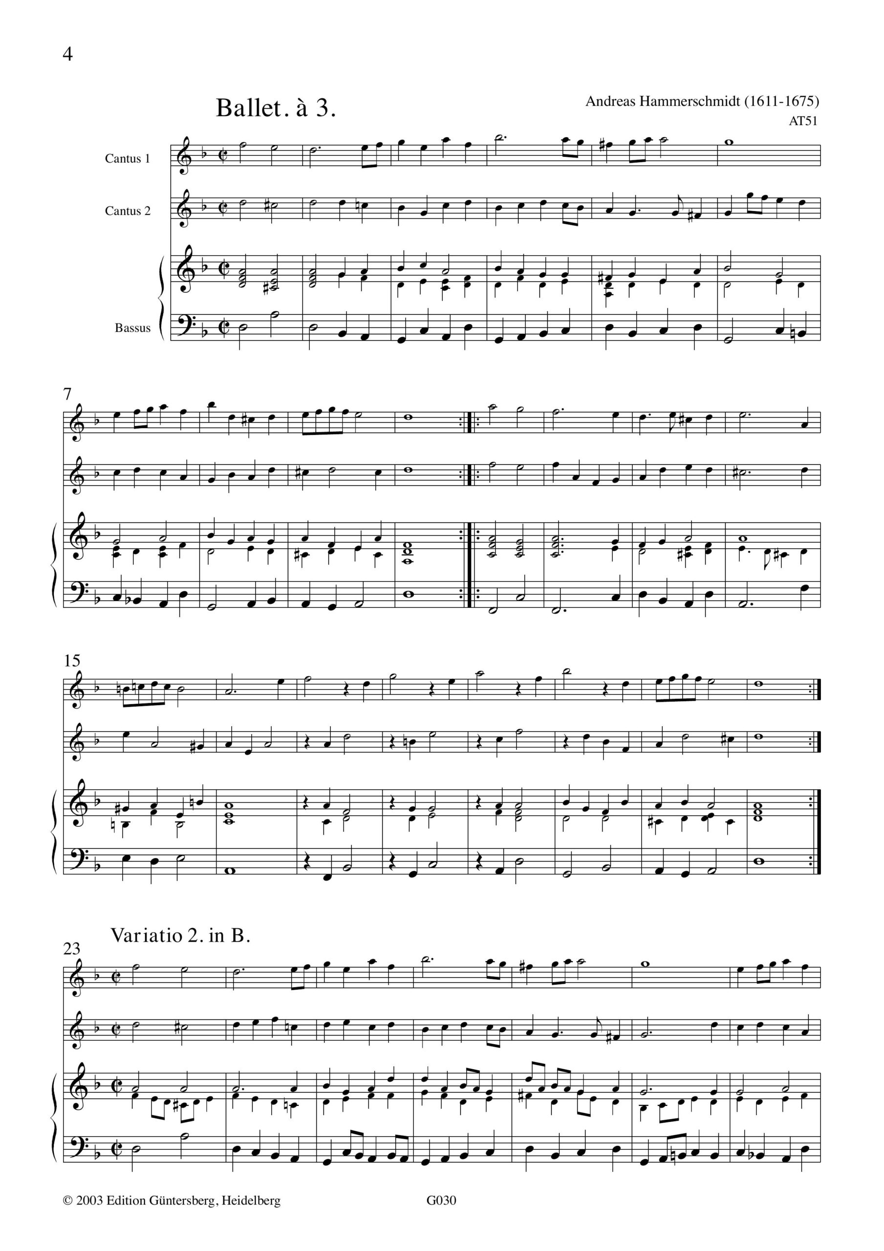 Andreas Hammerschmidt (1611-1675) Erster Fleiß, dreistimmige Stücke - für 2 Diskantgamben oder Violinen und Basso continuo aus Ander Theil
(1639) – Bild 3